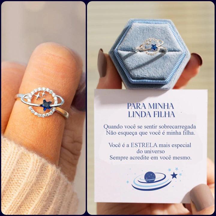 Anel Estrela Brilhante Para Filha em prata