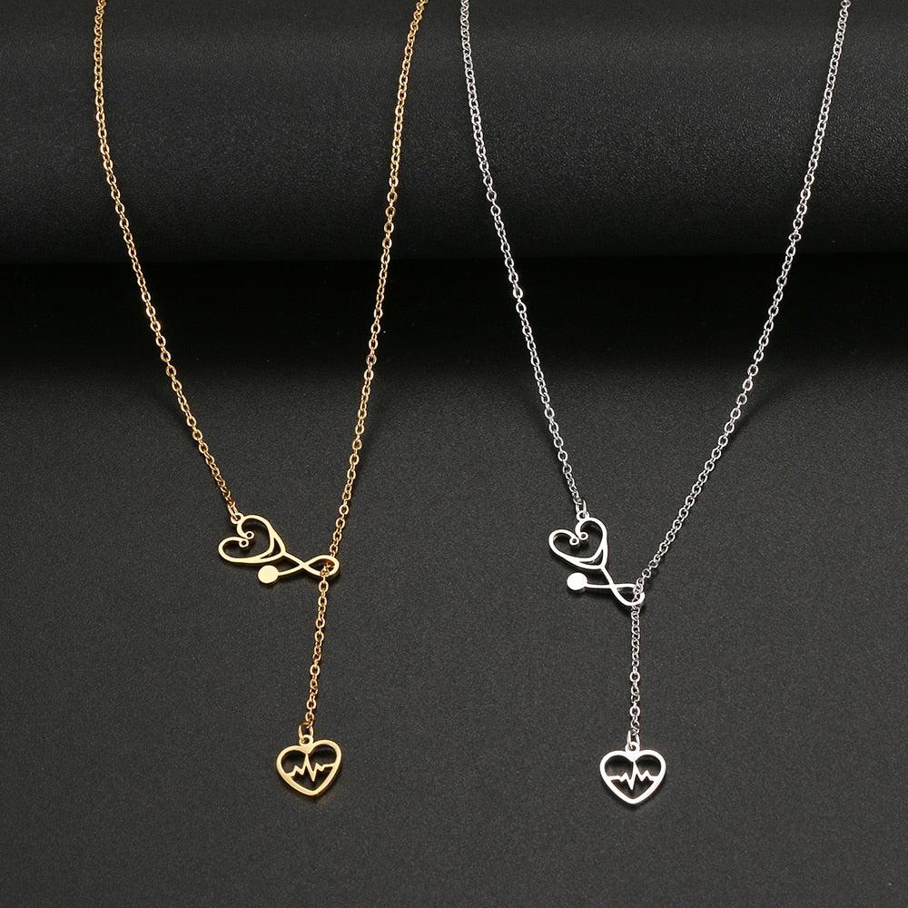 Colar Estetoscópio do Amor - Banhado em Ouro 18k - loja dália