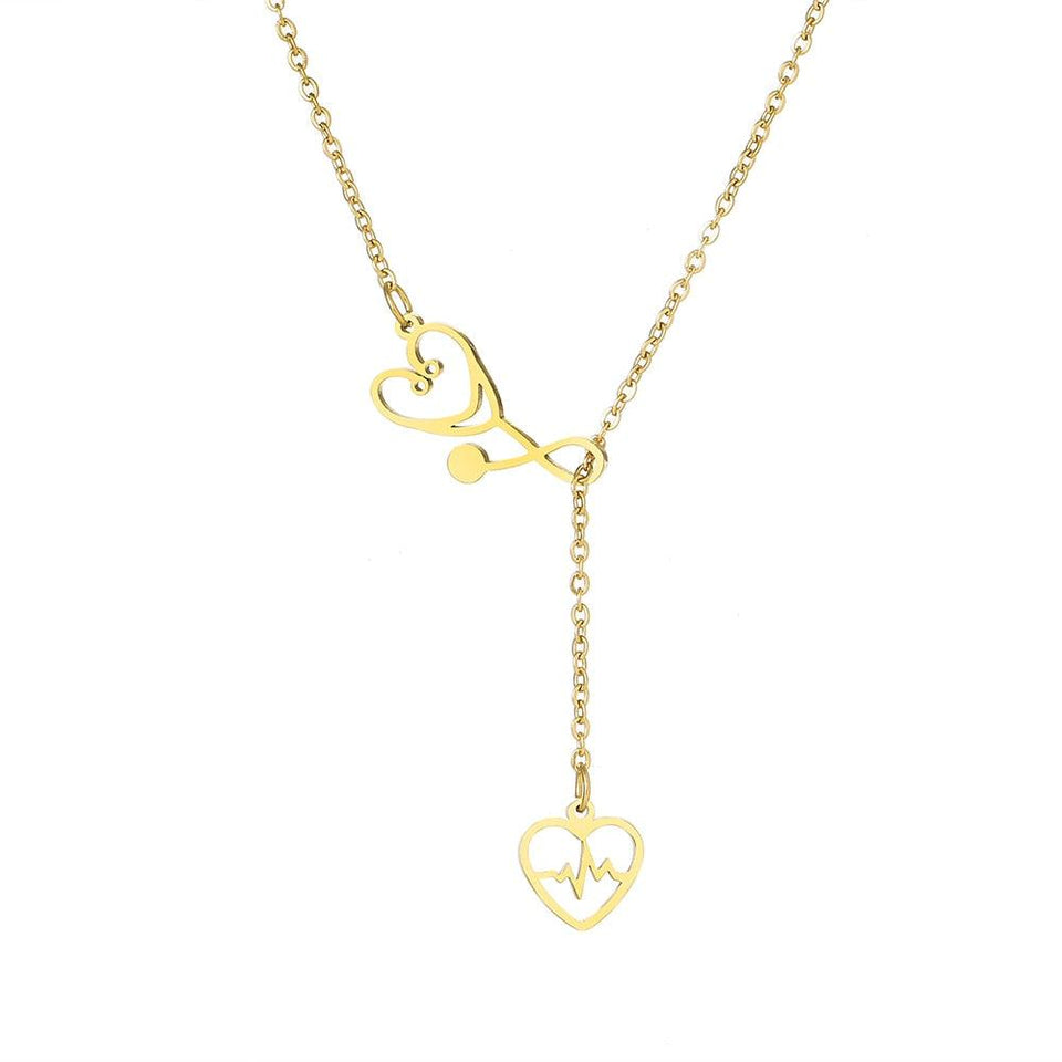 Colar Estetoscópio do Amor - Banhado em Ouro 18k - loja dália